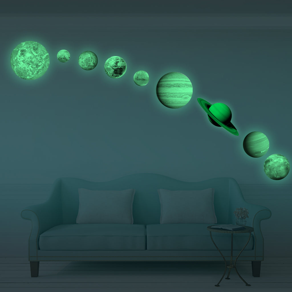 Glow In the Dark Solar System Nine Planet Wall Sticker Kids Bedroom Decor #1