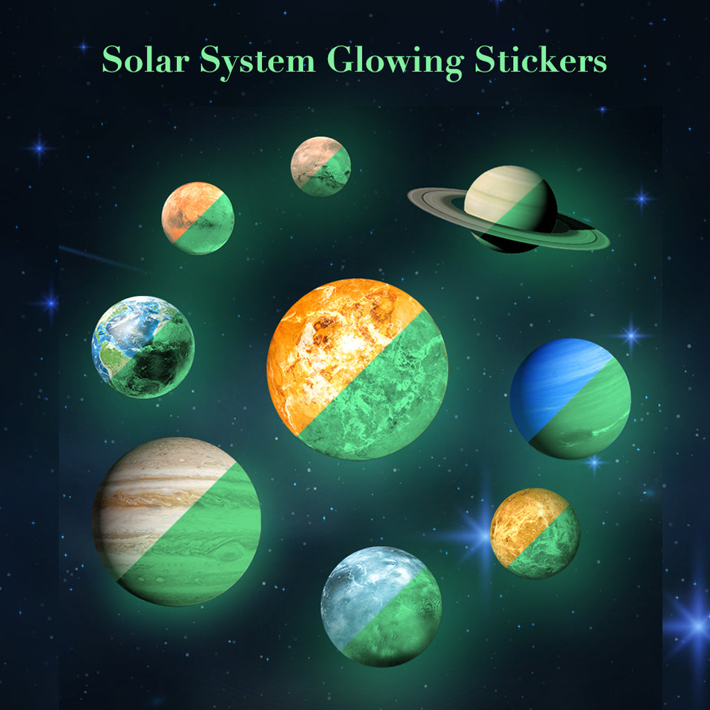 Glow In the Dark Solar System Nine Planet Wall Sticker Kids Bedroom Decor #1