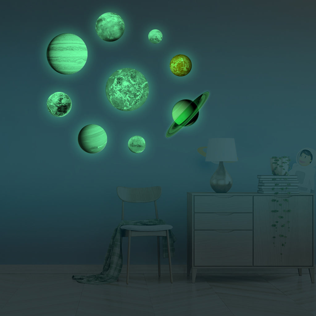 Glow In the Dark Solar System Nine Planet Wall Sticker Kids Bedroom Decor #1