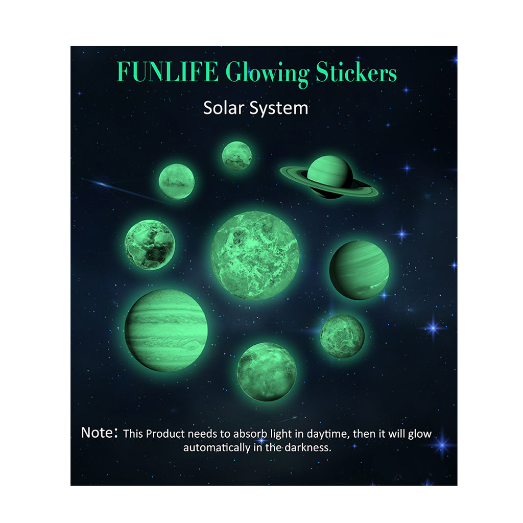 Glow In the Dark Solar System Nine Planet Wall Sticker Kids Bedroom Decor #1