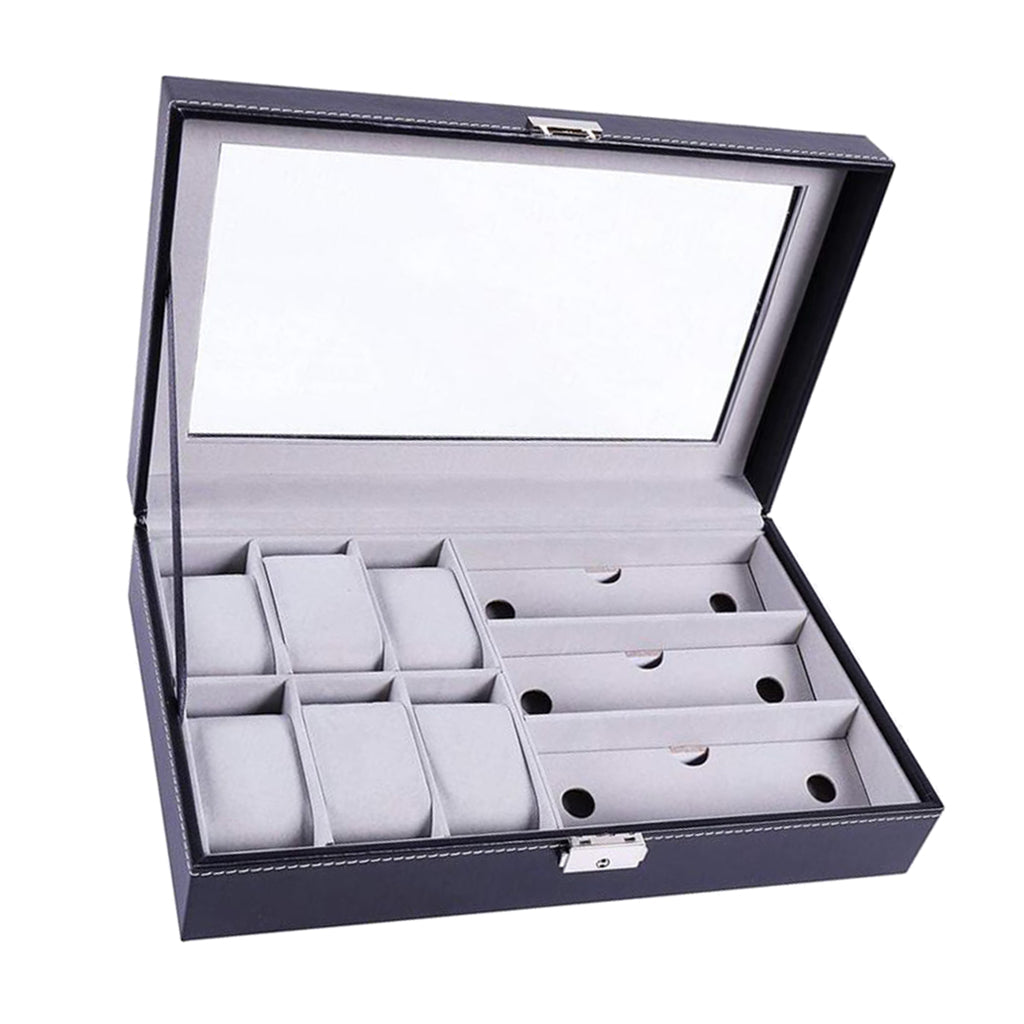 Watch Jewellery Display Storage Box Leather Sunglasses Organizer Case Holder