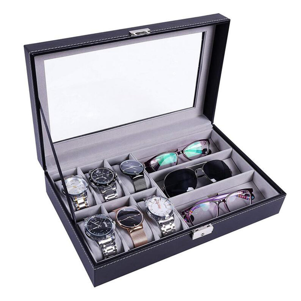 Watch Jewellery Display Storage Box Leather Sunglasses Organizer Case Holder