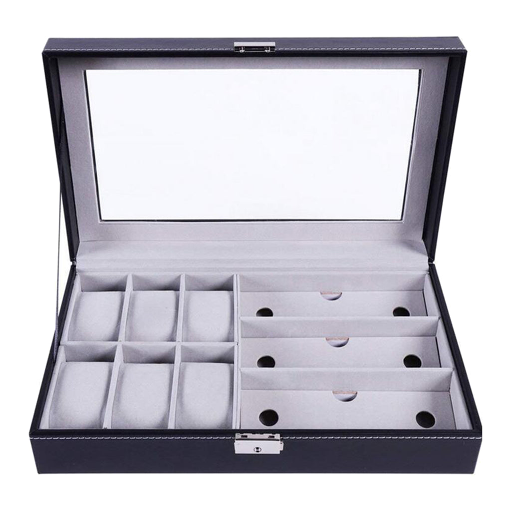 Watch Jewellery Display Storage Box Leather Sunglasses Organizer Case Holder