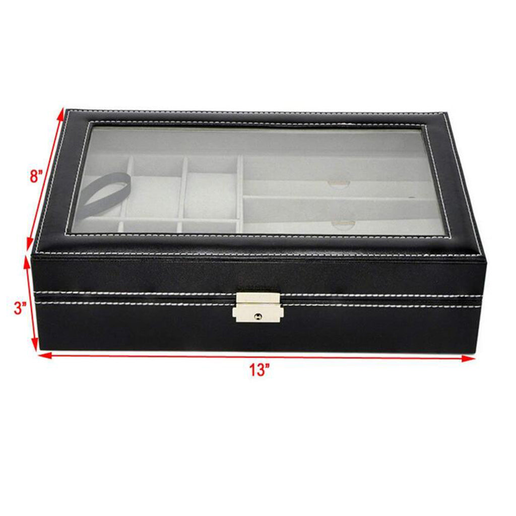 Watch Jewellery Display Storage Box Leather Sunglasses Organizer Case Holder