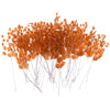 50pcs Artificial Flower Stem with Crystal Acrylic Bead Drop 15cm Orange