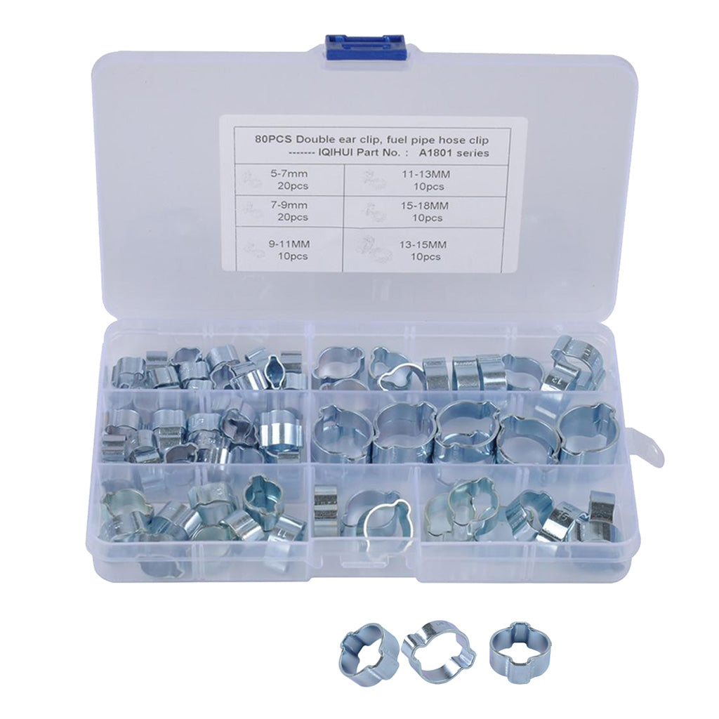 Double Ear Clamps O Clips Mikalor Water Fuel Air Hose Assortment Box x80