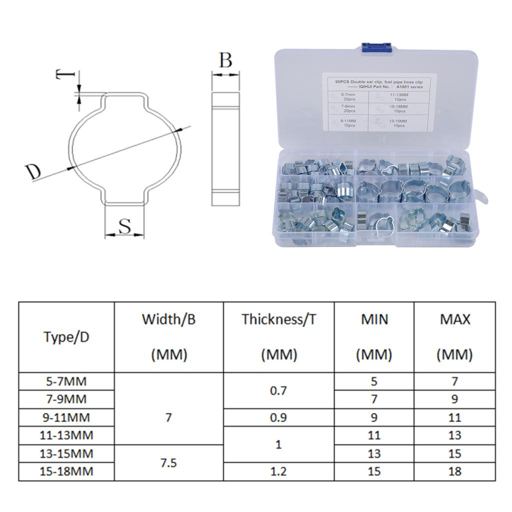 Double Ear Clamps O Clips Mikalor Water Fuel Air Hose Assortment Box x80