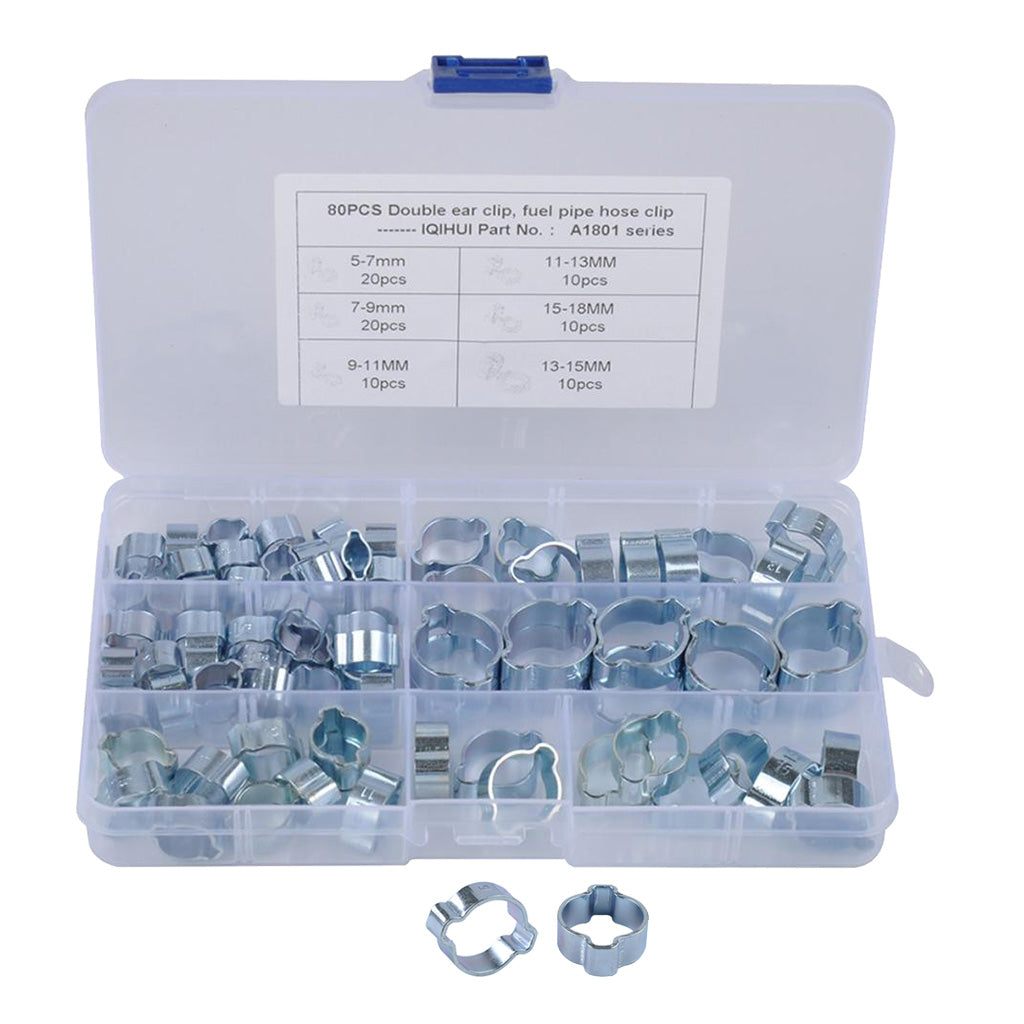 Double Ear Clamps O Clips Mikalor Water Fuel Air Hose Assortment Box x80