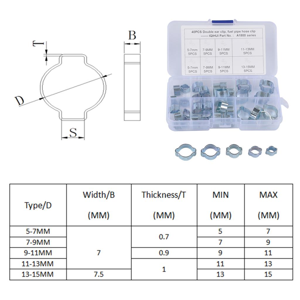 Double Ear Clamps O Clips Mikalor Water Fuel Air Hose Assortment Box x40