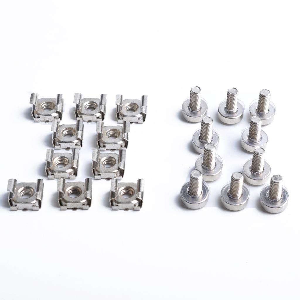 100 Pack Lot - M5x16 Rack Mount Cage Nuts & Screws w/ Washers - Square Clips