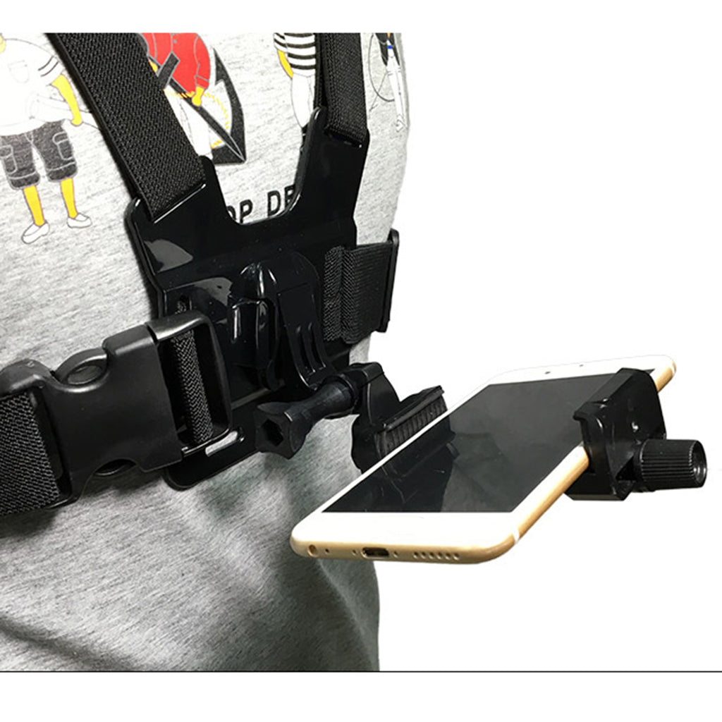 Chest Mount Harness Strap Holder with Phone Clip Horizontal+Vertical Shot