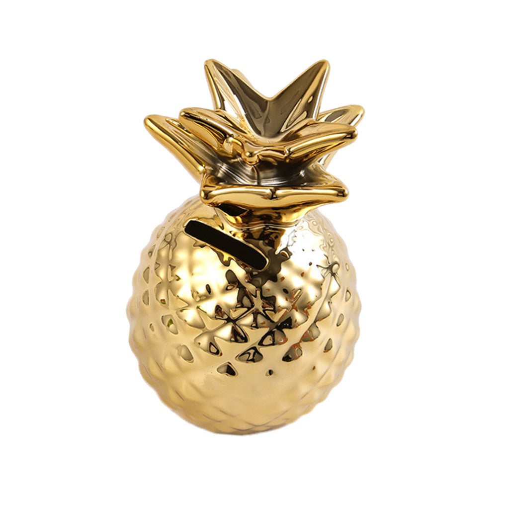 Ceramic Pineapple Piggy Bank Coin Bank Saving Money Box Kids Gift Gold