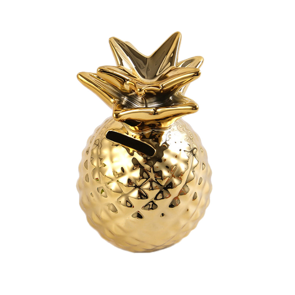 Ceramic Pineapple Piggy Bank Coin Bank Saving Money Box Kids Gift Gold