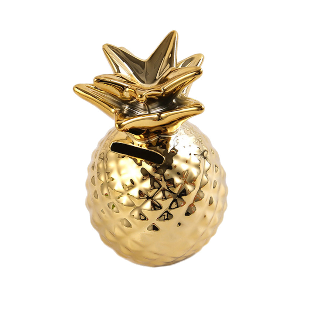 Ceramic Pineapple Piggy Bank Coin Bank Saving Money Box Kids Gift Gold