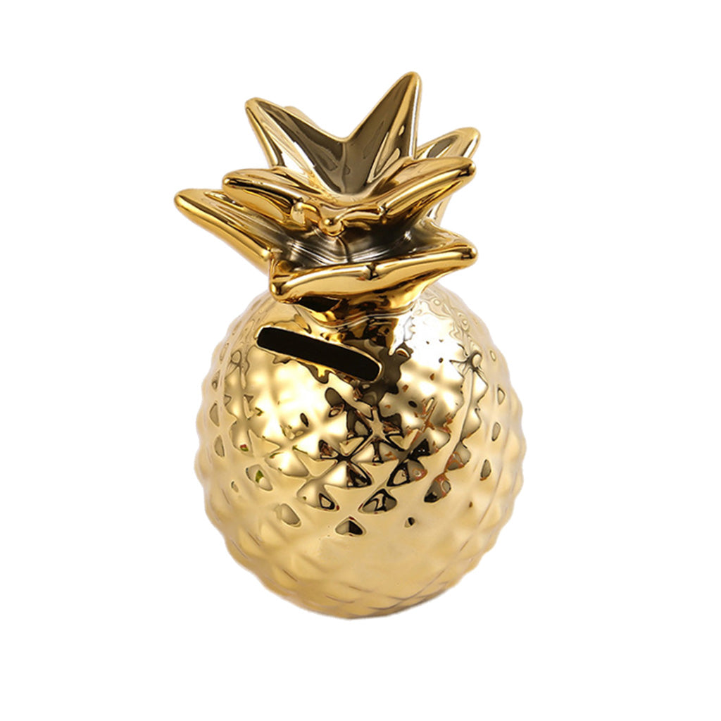 Ceramic Pineapple Piggy Bank Coin Bank Saving Money Box Kids Gift Gold