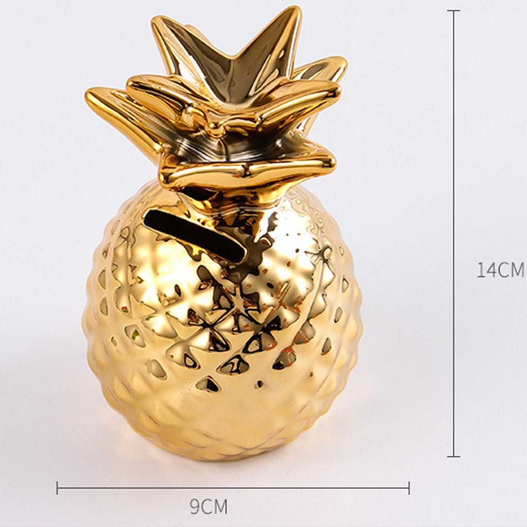 Ceramic Pineapple Piggy Bank Coin Bank Saving Money Box Kids Gift Gold