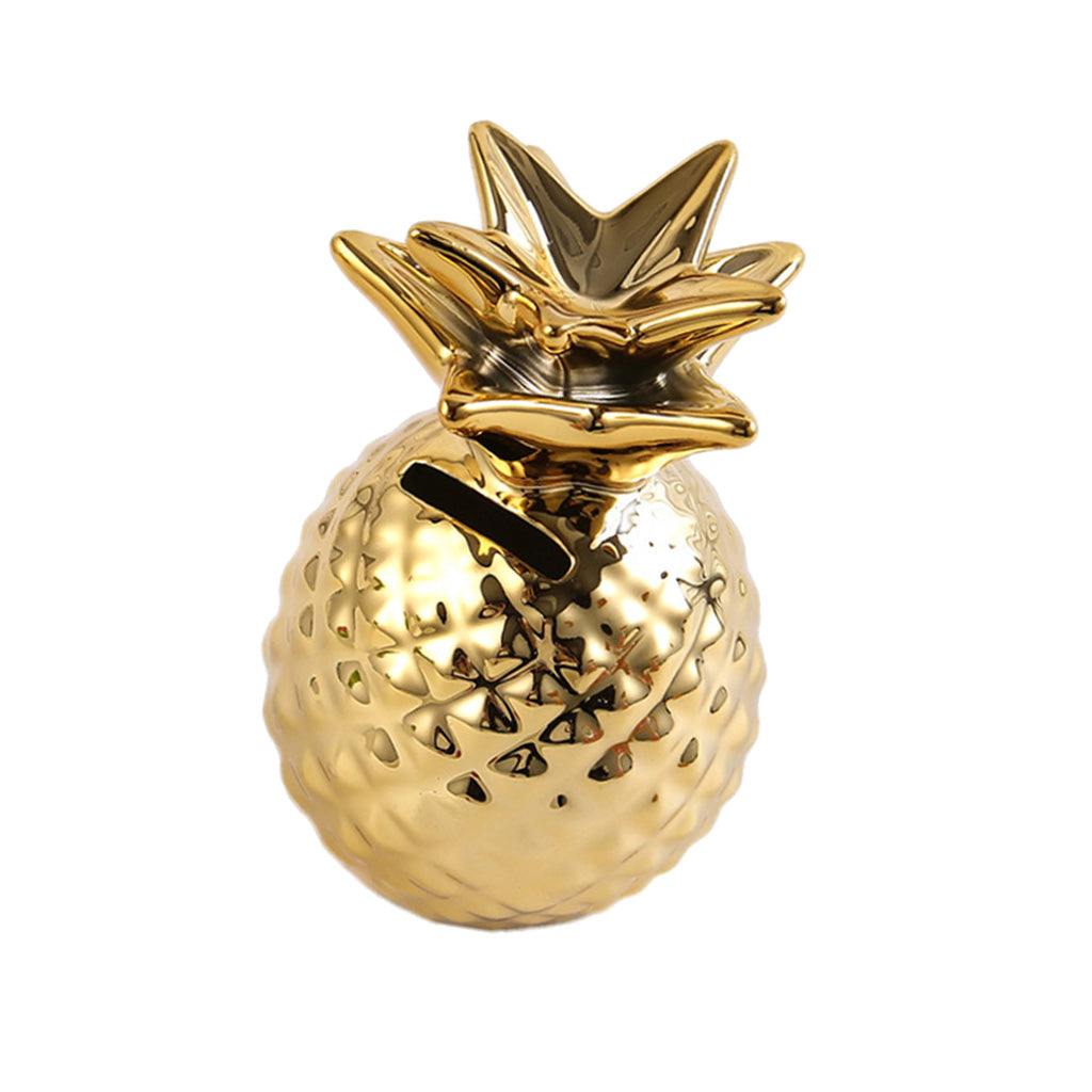 Ceramic Pineapple Piggy Bank Coin Bank Saving Money Box Kids Gift Gold