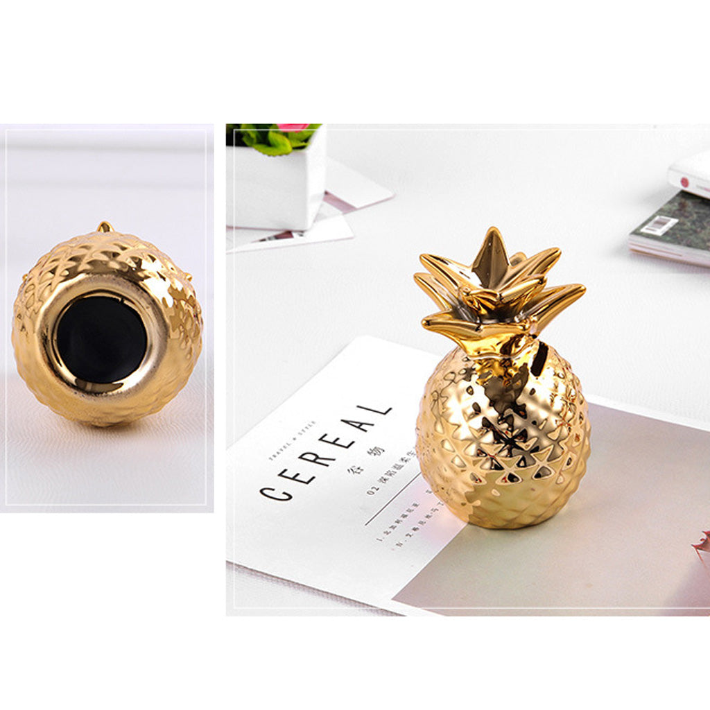 Ceramic Pineapple Piggy Bank Coin Bank Saving Money Box Kids Gift Gold