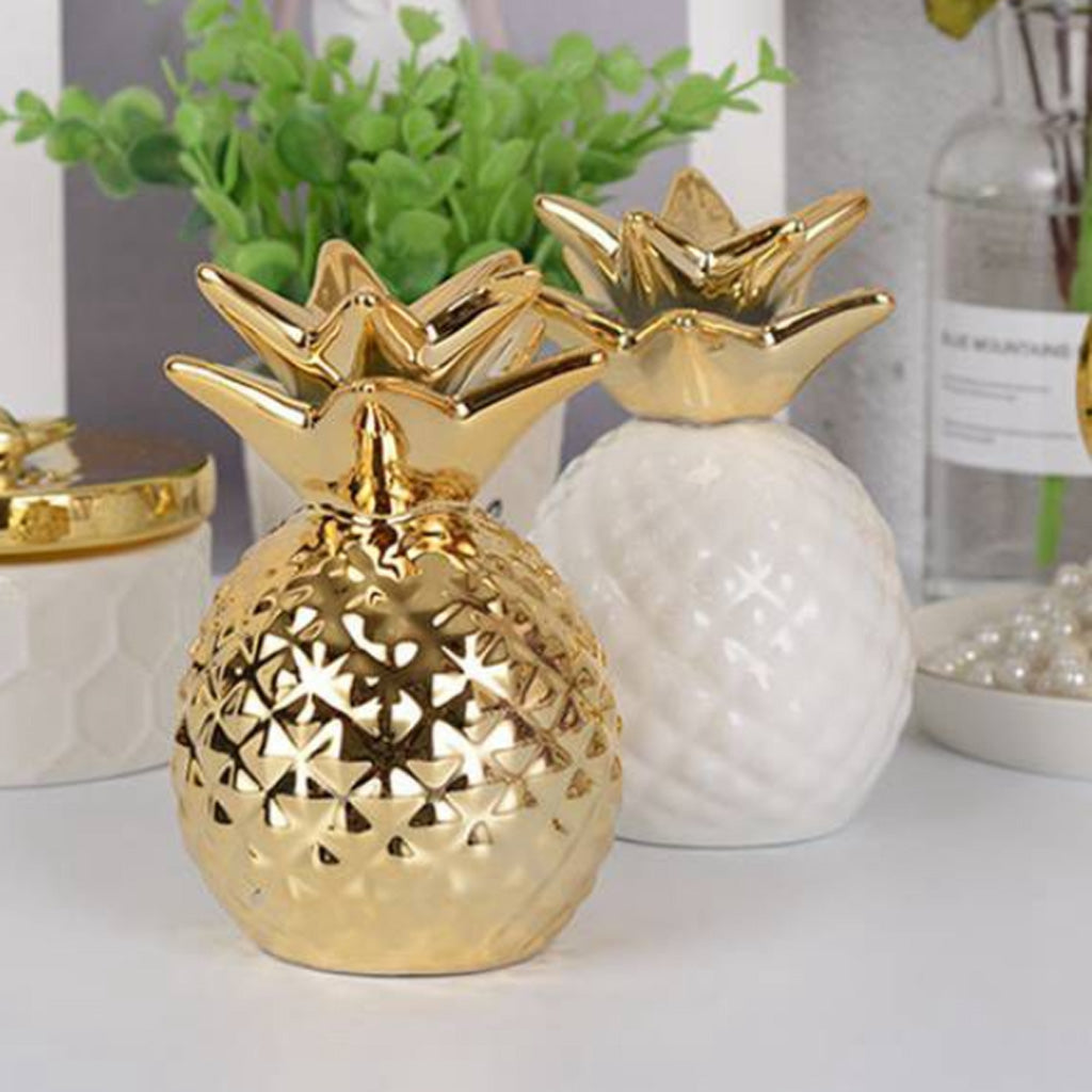 Ceramic Pineapple Piggy Bank Coin Bank Saving Money Box Kids Gift Gold