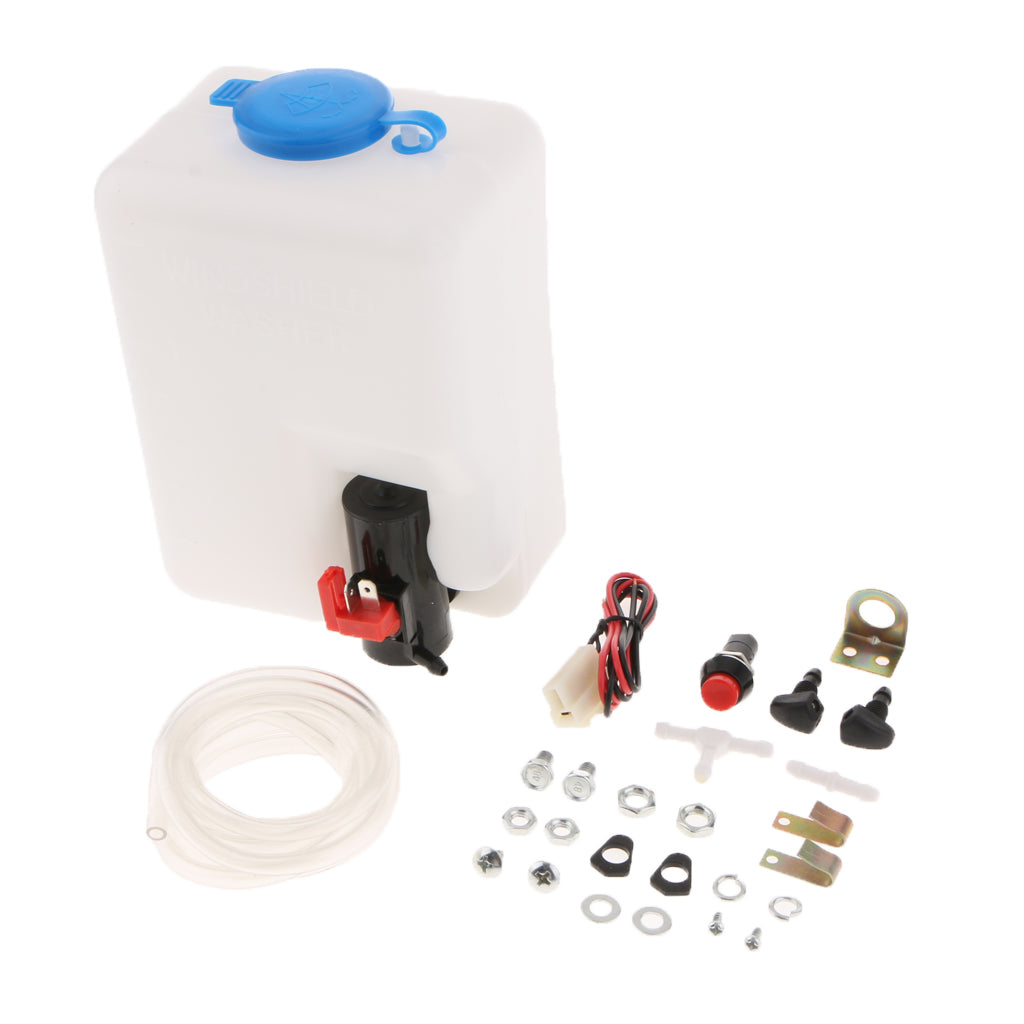 1Set Washer Tank Pump Bottle Kit Universal Windshield Wiper System Reservoir