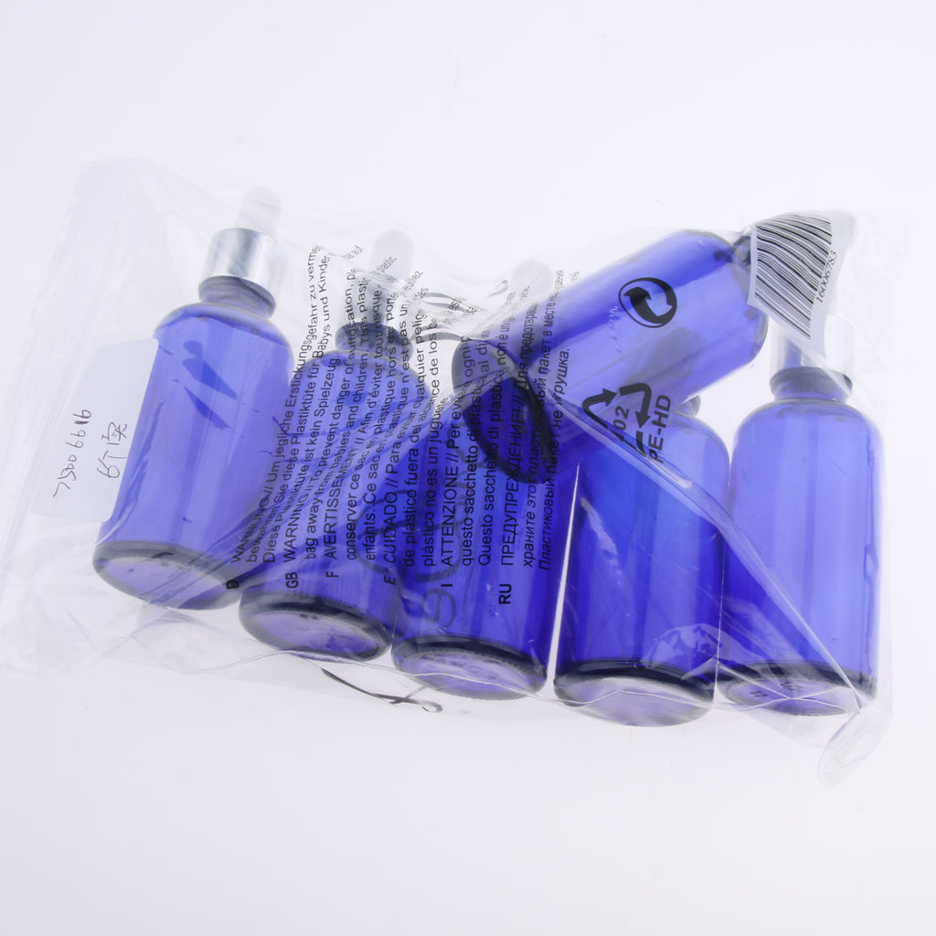 6Pcs Glass Eye Dropper Dispenser Bottles for Essential Oils Perfume 50ML