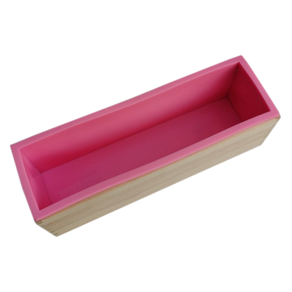 Flexible Rectangular Soap Silicone Loaf Mold Wood Box for 42oz Soaps Pink