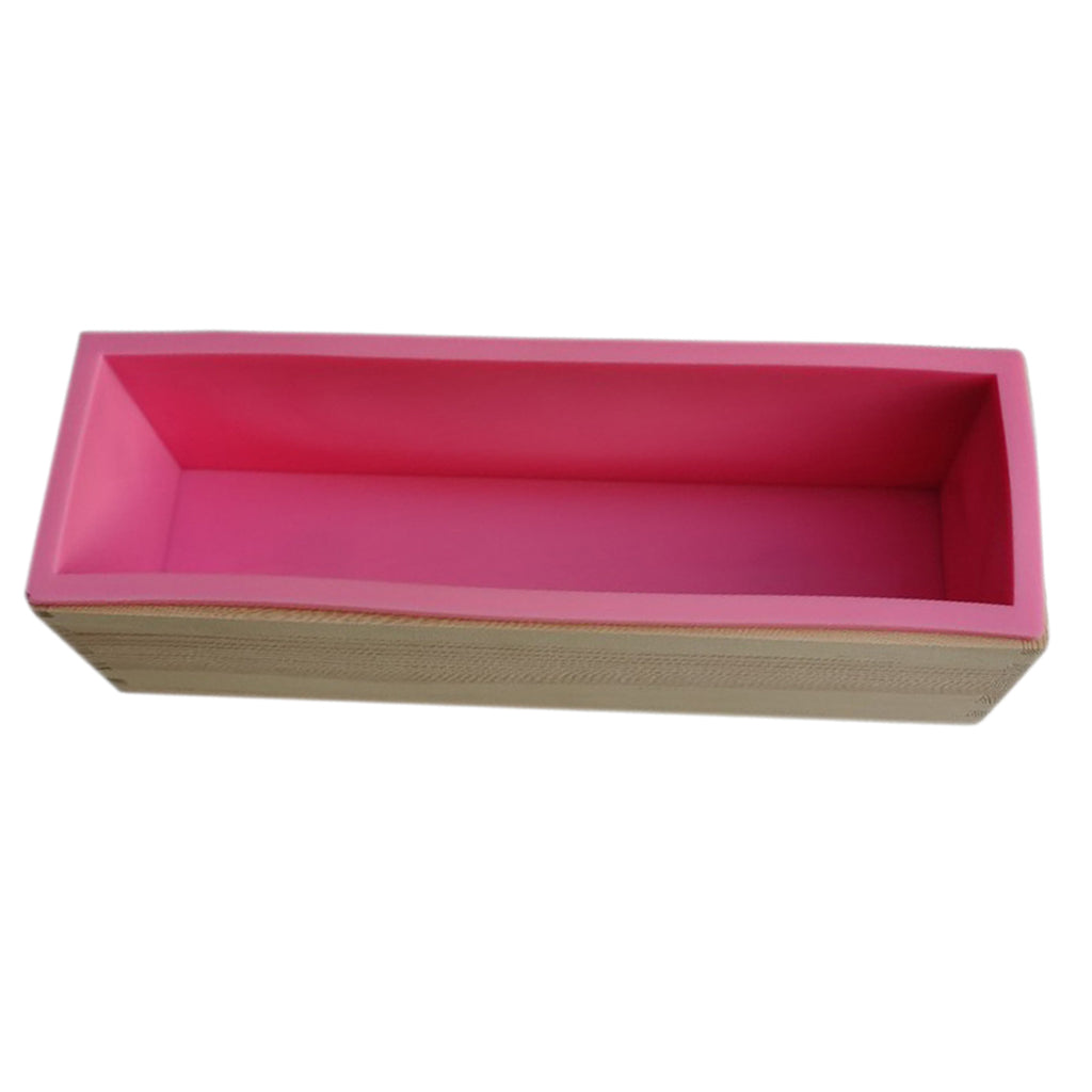 Flexible Rectangular Soap Silicone Loaf Mold Wood Box for 42oz Soaps Pink