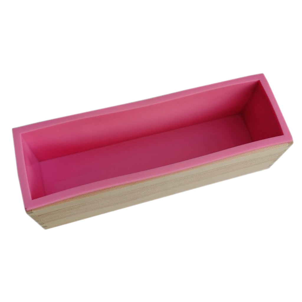 Flexible Rectangular Soap Silicone Loaf Mold Wood Box for 42oz Soaps Pink