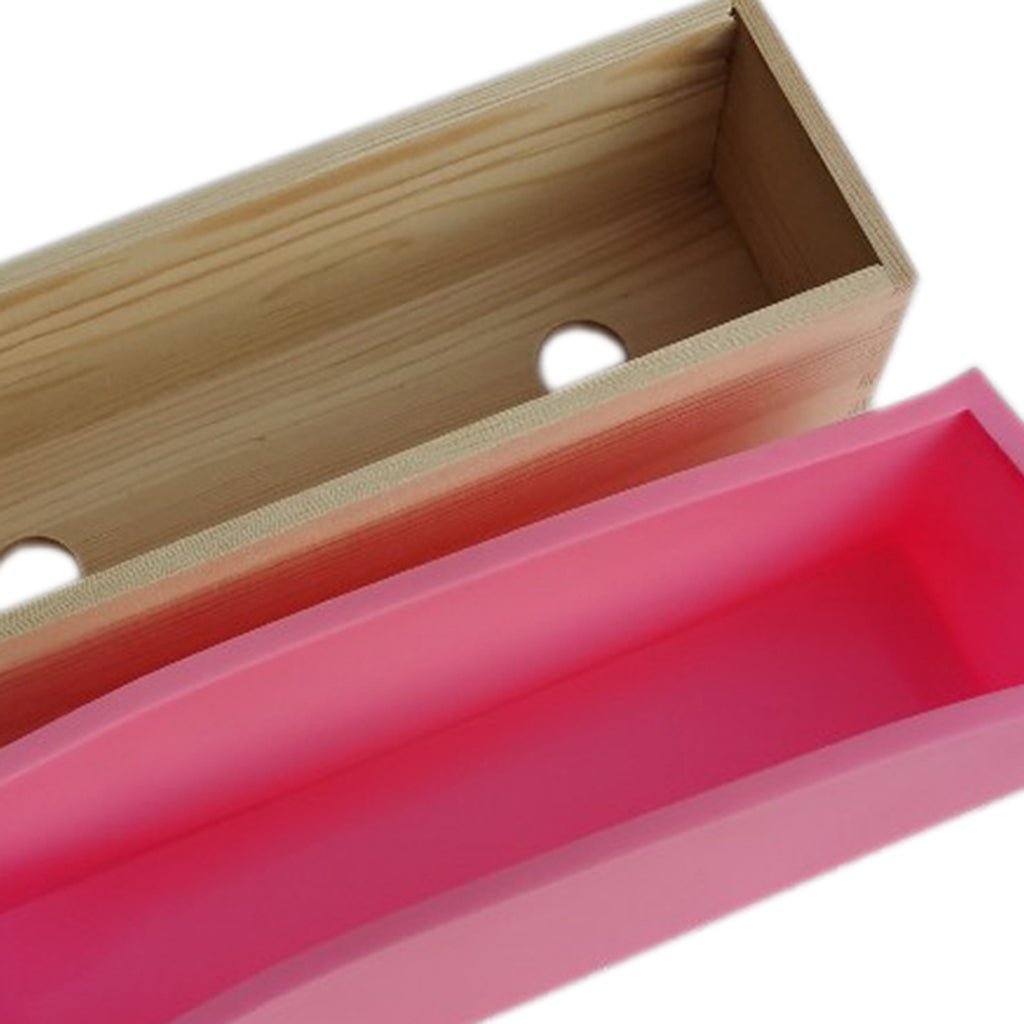 Flexible Rectangular Soap Silicone Loaf Mold Wood Box for 42oz Soaps Pink