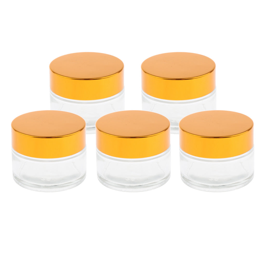 5 Pieces Aluminum Cap Glass Cream Empty Lip Balm Nail Arts Container Jars 30g