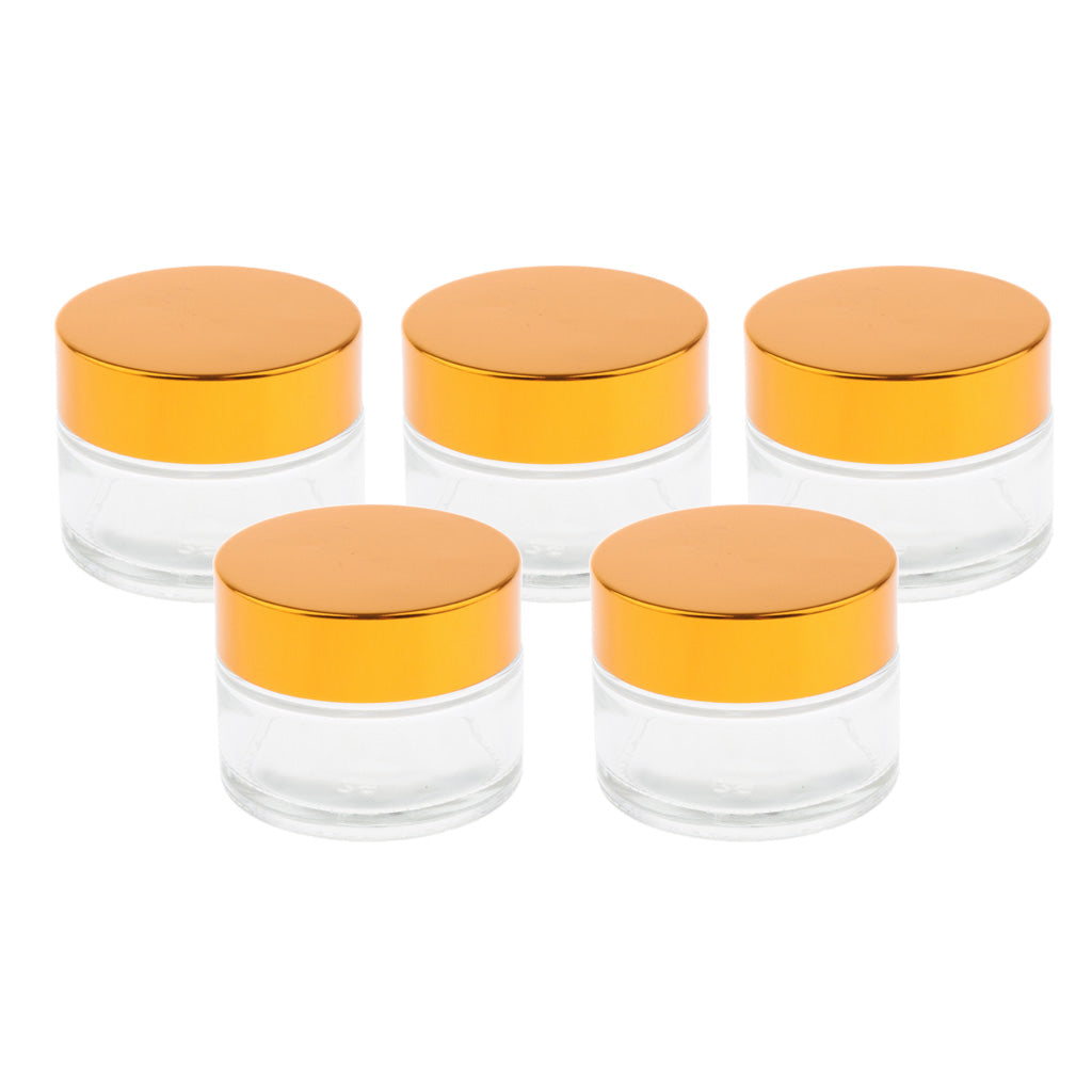 5 Pieces Aluminum Cap Glass Cream Empty Lip Balm Nail Arts Container Jars 30g