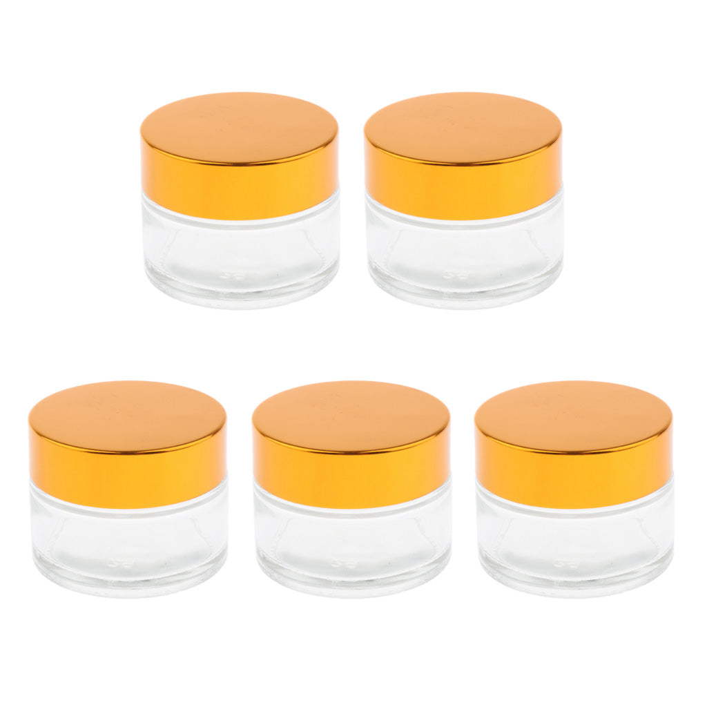 5 Pieces Aluminum Cap Glass Cream Empty Lip Balm Nail Arts Container Jars 30g