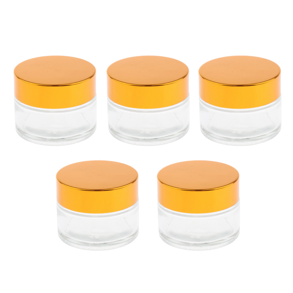 5 Pieces Aluminum Cap Glass Cream Empty Lip Balm Nail Arts Container Jars 30g