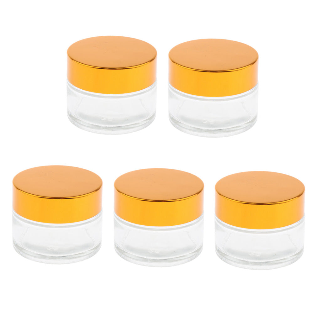 5 Pieces Aluminum Cap Glass Cream Empty Lip Balm Nail Arts Container Jars 30g