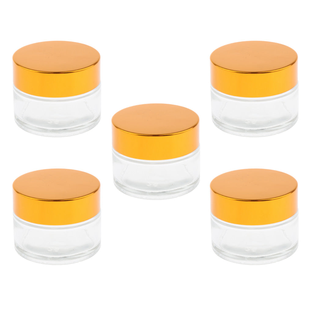 5 Pieces Aluminum Cap Glass Cream Empty Lip Balm Nail Arts Container Jars 30g