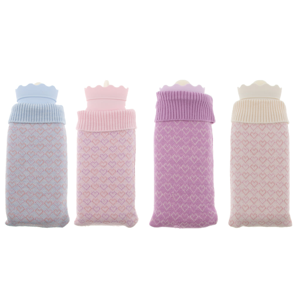 Portable Heat Water Bag Hot Water Bottle with Knit Cover for Warming Beige