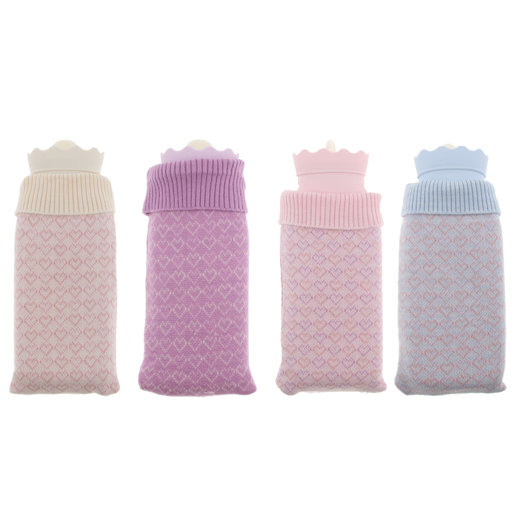 Portable Heat Water Bag Hot Water Bottle with Knit Cover for Warming Beige