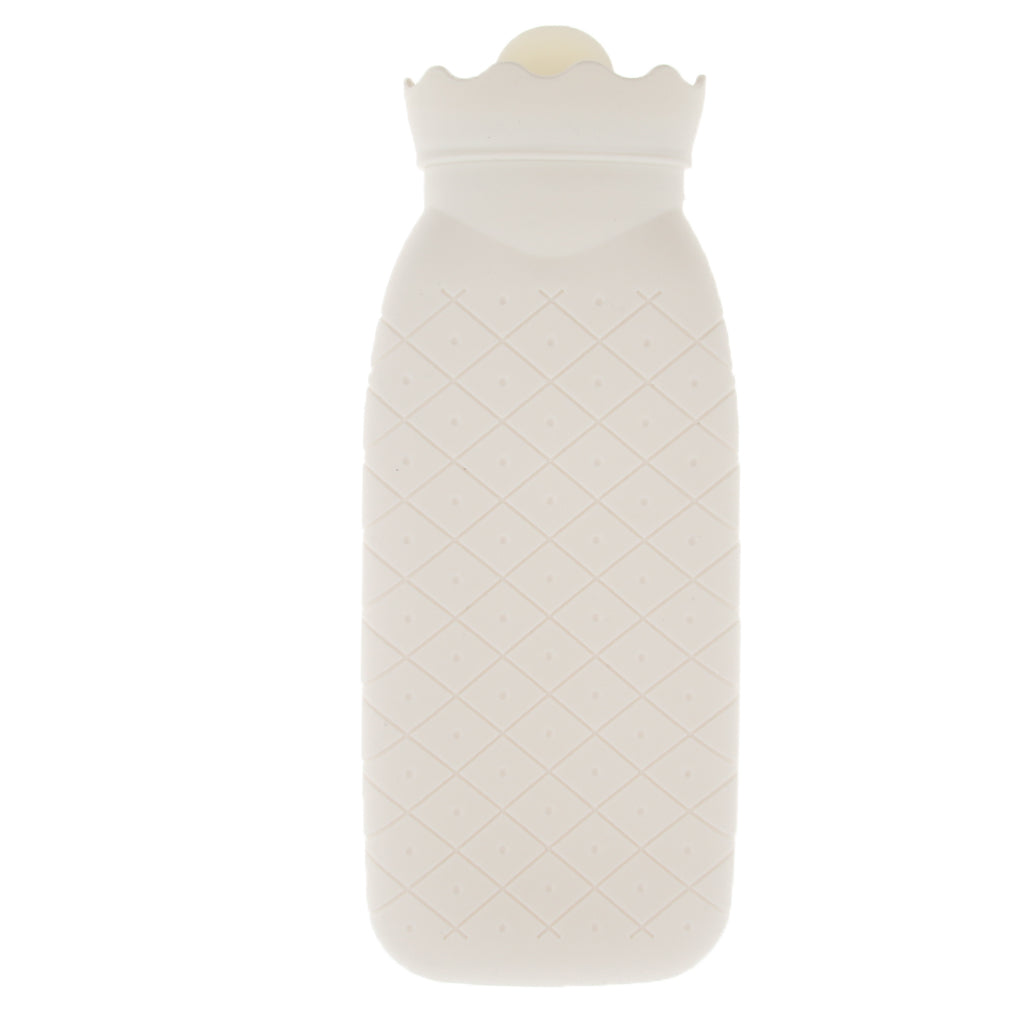 Portable Heat Water Bag Hot Water Bottle with Knit Cover for Warming Beige