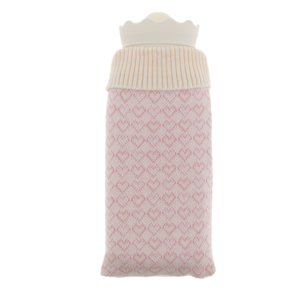 Portable Heat Water Bag Hot Water Bottle with Knit Cover for Warming Beige