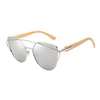 Men Women Fashion Wooden UV 400 Flat Lens Sunglasses with Bamboo Legs 07