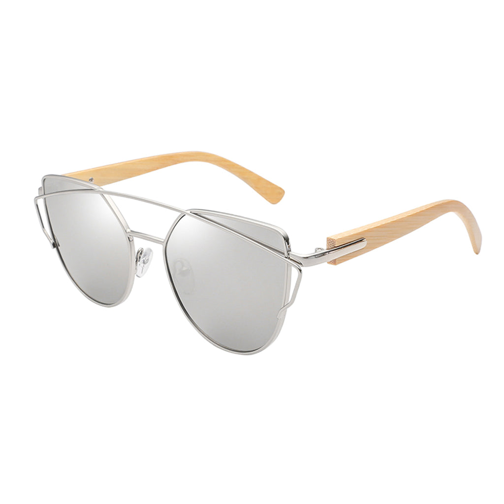 Men Women Fashion Wooden UV 400 Flat Lens Sunglasses with Bamboo Legs 07