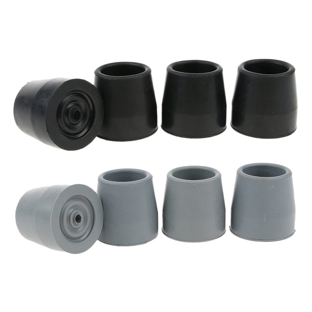 4 Pieces Walking Stick Ferrule Rubber Crutch Tips Bottom End Protector Black