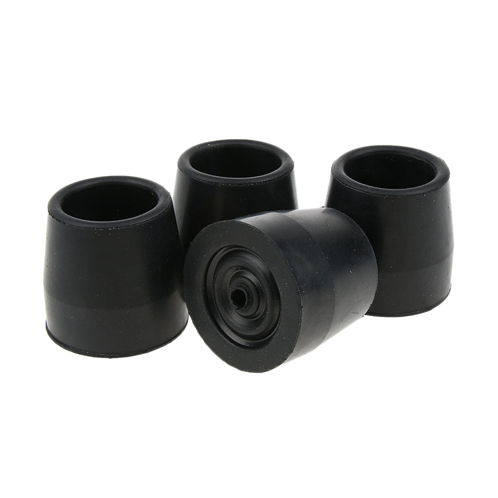 4 Pieces Walking Stick Ferrule Rubber Crutch Tips Bottom End Protector Black