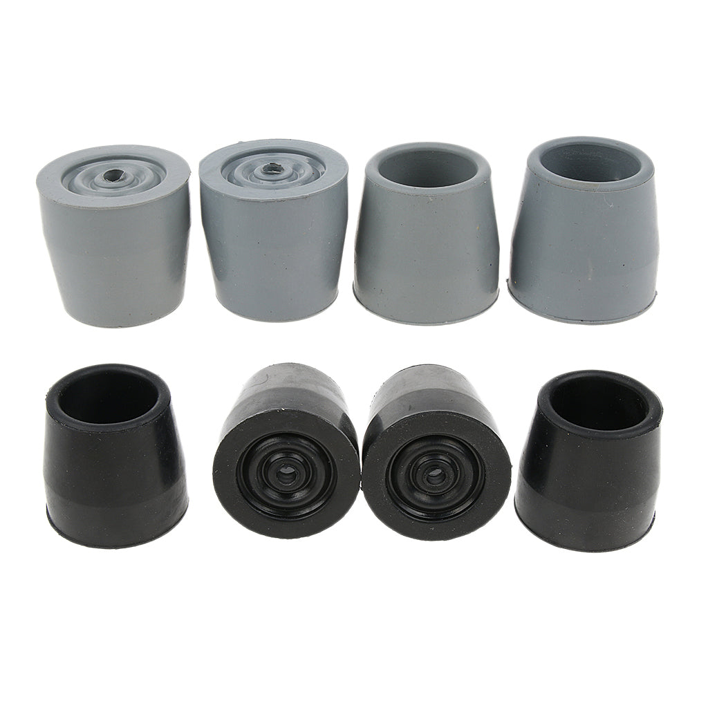 4 Pieces Walking Stick Ferrule Rubber Crutch Tips Bottom End Protector Black