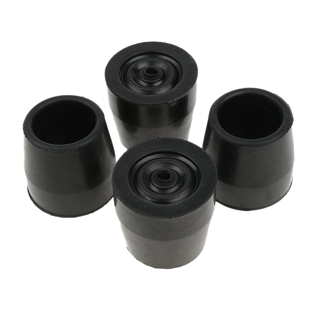 4 Pieces Walking Stick Ferrule Rubber Crutch Tips Bottom End Protector Black