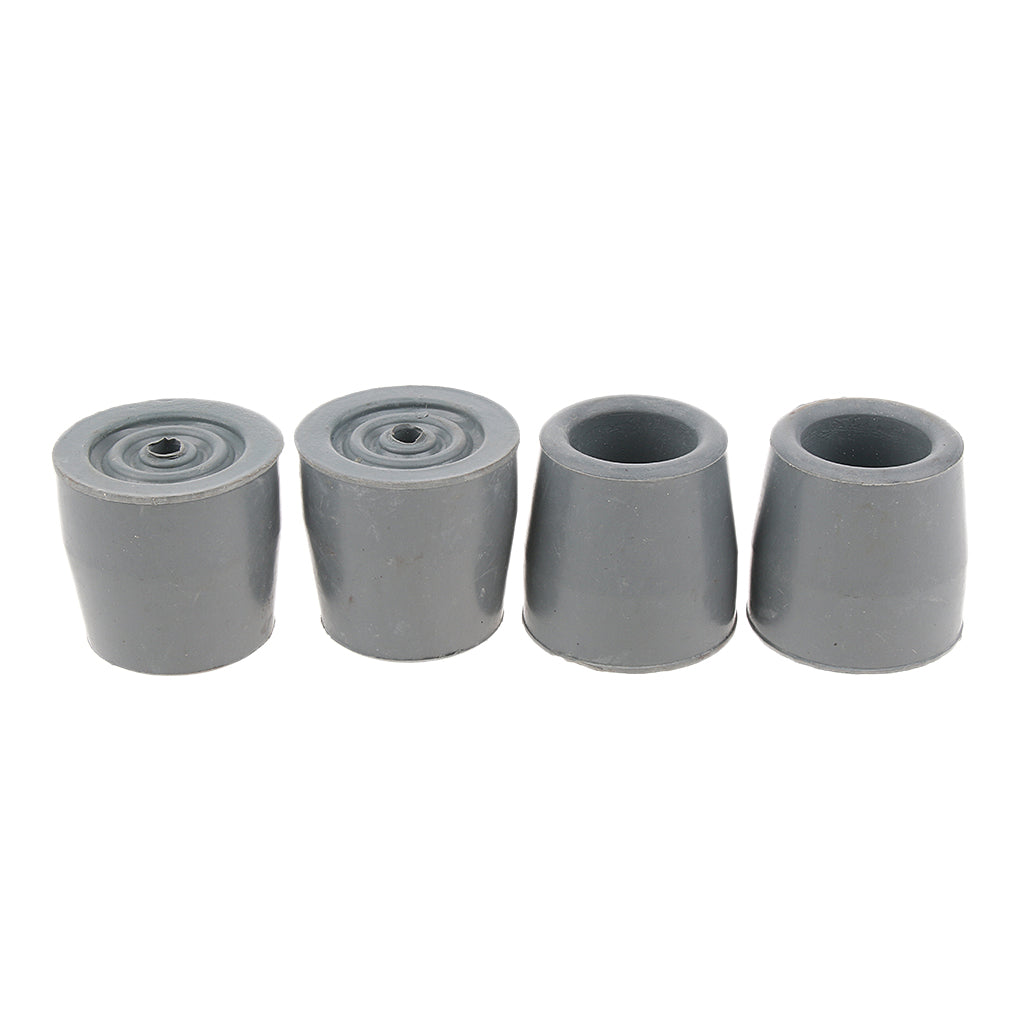 4 Piece Crutch Ferrule Rubber End Walking Stick Tip Protector Non Skid Gray