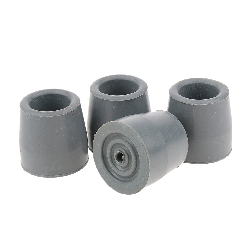 4 Piece Crutch Ferrule Rubber End Walking Stick Tip Protector Non Skid Gray