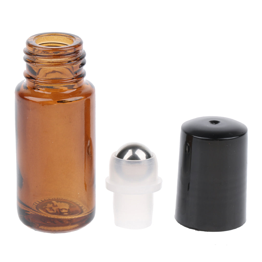 20 Pieces Portable Travel 5ml Essential Oil Glass Roller Bottles Light Tan