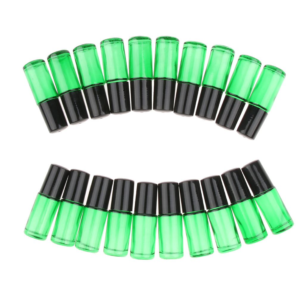 20 Pieces Portable Travel 5ml Essential Oil Glass Roller Bottles Light Green