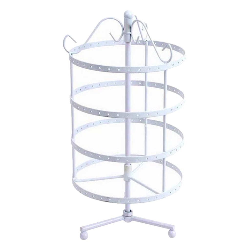 4 Tiers Metal Rotating EarringS Display Stand Jewelry Holder Rack White